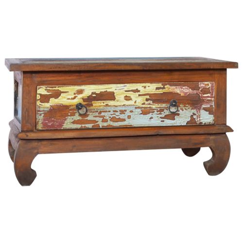 Маса за кафе, 80x50x40 см, регенерирано тиково дърво