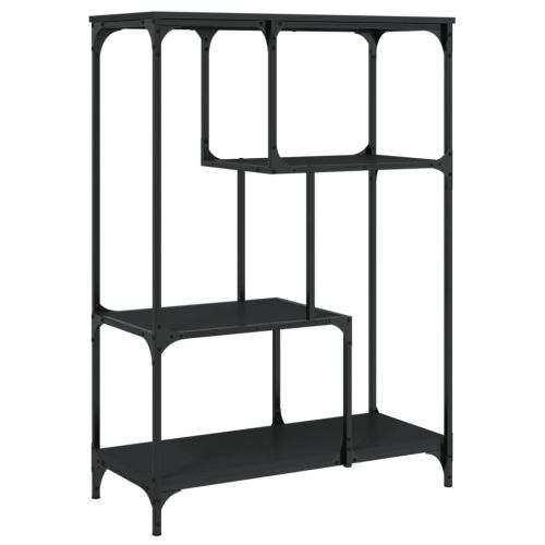 Етажерка за книги черна 81x36x115 см инженерно дърво и стомана