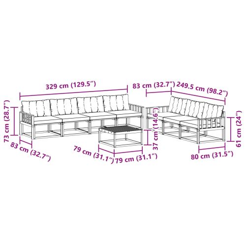 Комплект дивани за открито 8 pcs Бяло и черно