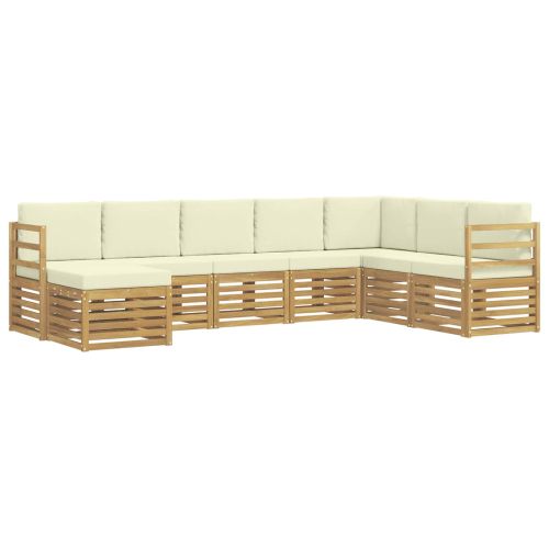 Комплект дивани за открито 8 pcs Бяло и кремаво