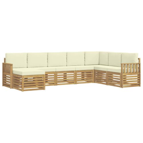 Комплект дивани за открито 8 pcs Бяло и кремаво