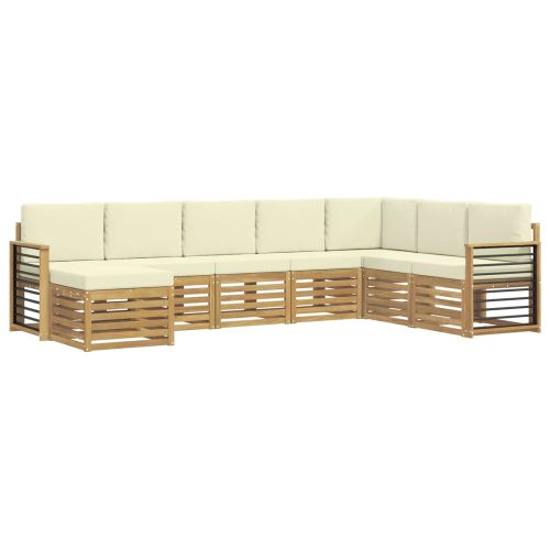 Комплект дивани за открито 8 pcs Бяло и кремаво