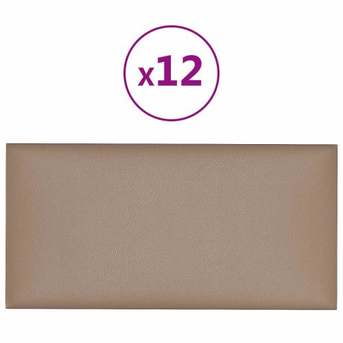 Стенно табло за легло 12 pcs Капучино 60 x 30 cm текстил