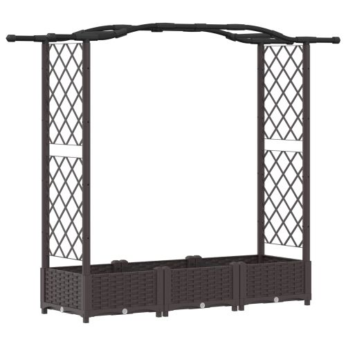Повдигнато легло с решетка и покривка Кафяво 169 x 40 x 125 см