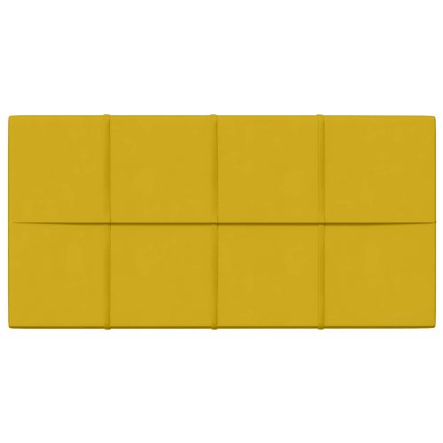 Стенно табло за легло 12 pcs Жълто 60 x 30 cm Кадифе