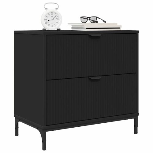 Нощно шкафче с чекмедже Черно 63.5 x 36 x 61 см Инженерно дърво