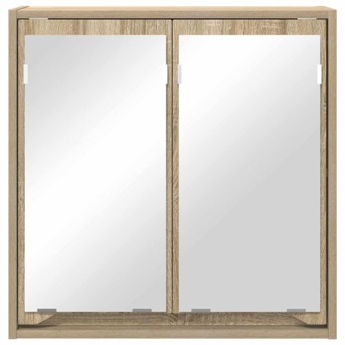 Шкаф с огледало за баня с рафт Сонома дъб 60 x 20 x 60 cm