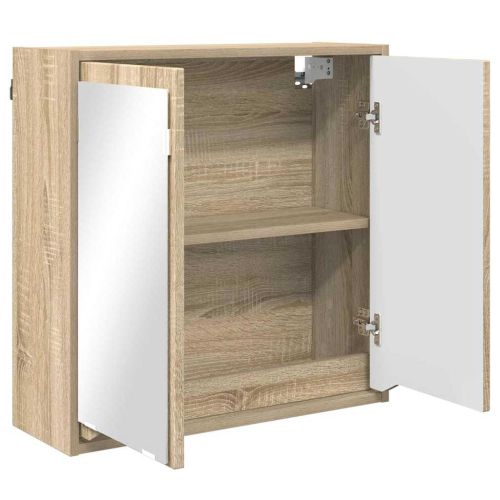 Шкаф с огледало за баня с рафт Сонома дъб 60 x 20 x 60 cm