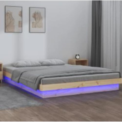 Рамка за легло с LED осветление 140x200 см масивно дърво