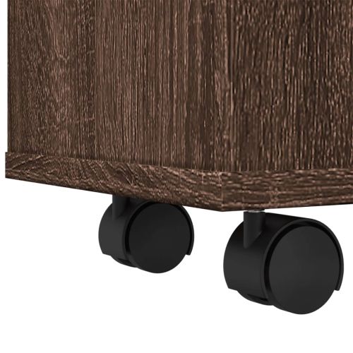 Тесен шкаф за баня с колелца, кафяв дъб, инженерно дърво