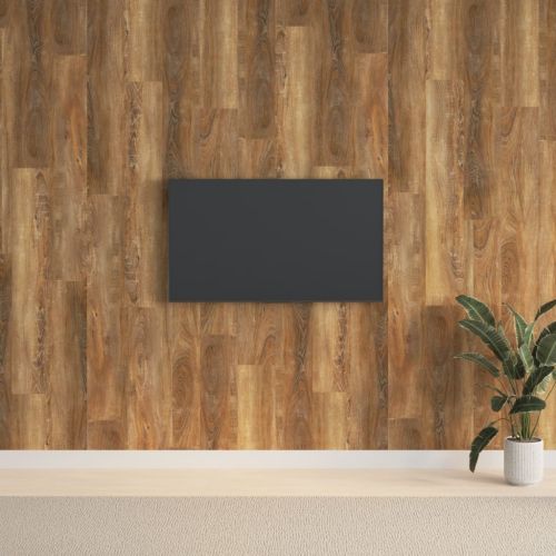 Стенни панели, с вид на дърво, кафяви, PVC, 2,06 м²