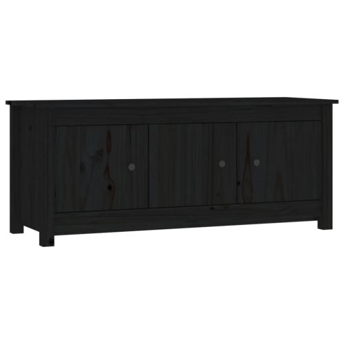 Шкаф за обувки, черен, 110x38x45,5 см, бор масив