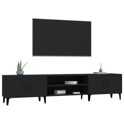 ТB шкаф, черен, 180x31,5x40 см, инженерно дърво