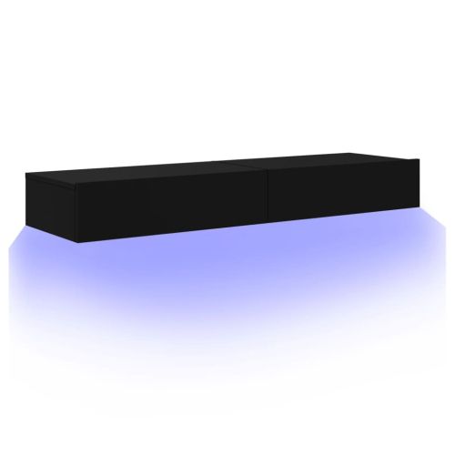 ТВ шкафове с LED осветление, 2 бр, черни, 60x35x15,5 см