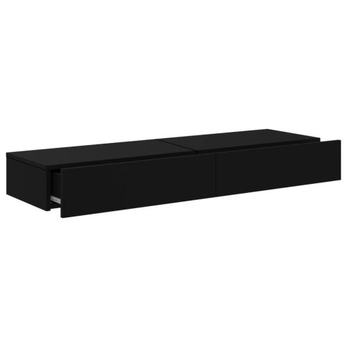 ТВ шкафове с LED осветление, 2 бр, черни, 60x35x15,5 см