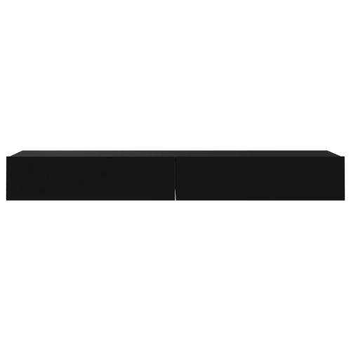 ТВ шкафове с LED осветление, 2 бр, черни, 60x35x15,5 см