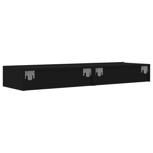 ТВ шкафове с LED осветление, 2 бр, черни, 60x35x15,5 см