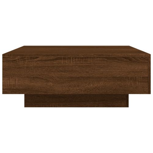 Маса за кафе с LED осветление, кафяв дъб, 80x80x31 см