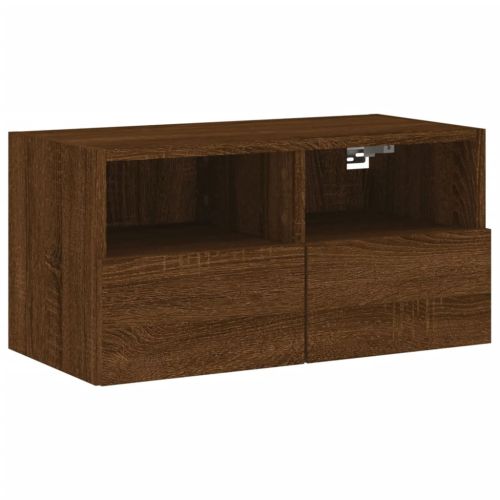 Стенен ТВ шкаф, кафяв дъб, 60x30x30 см, инженерно дърво