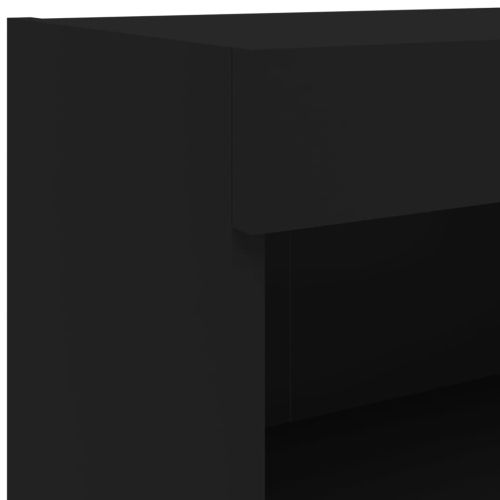 ТВ шкафове с LED осветление 2 бр черни 80x30x30 см