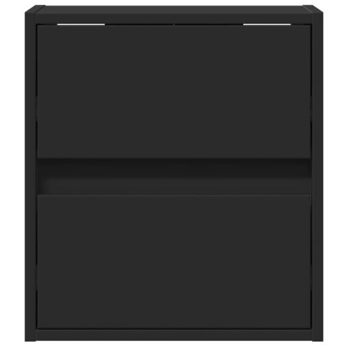 Стенни ТВ шкафове с LED осветление, 2 бр, черни, 41x31x45 см