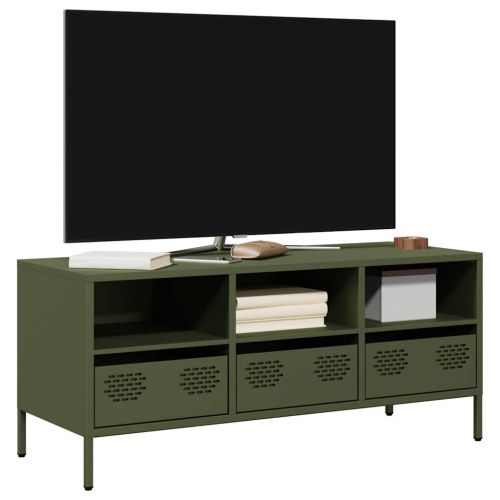 ТВ шкаф маслиненозелен 101,5x39x43,5см студеновалцувана стомана