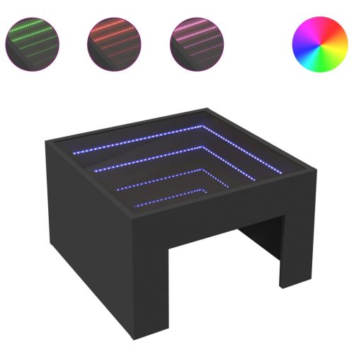 Маса за кафе с Infinity LED, черна, 50x50x30 см