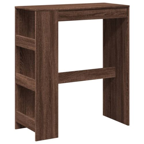 Бар маса с рафтове, кафяв дъб, 90x40x103,5 см, инженерно дърво