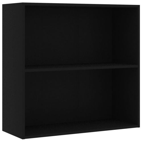 2-етажна библиотека, черна, 80x30x76,5 см, инженерно дърво