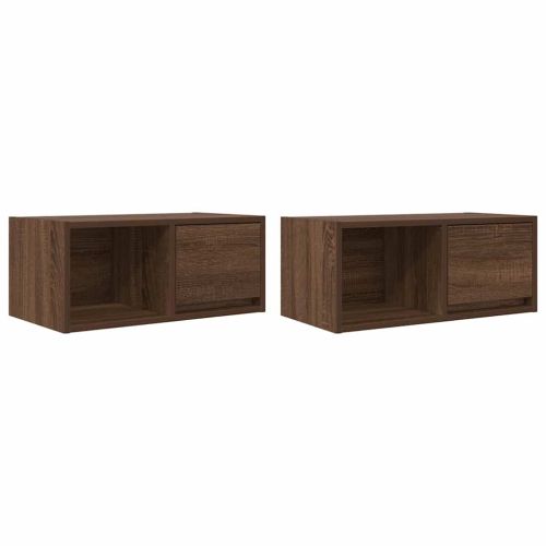 ТВ шкафове 2 бр Кафяв дъб 60x31x25,5 см инженерно дърво