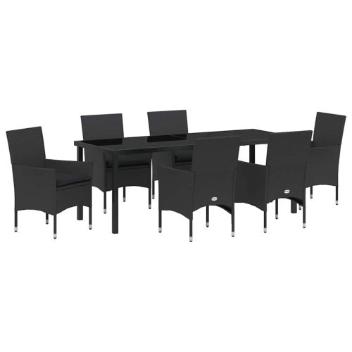 Комплект за хранене в градината 7 pcs Черно полиратан