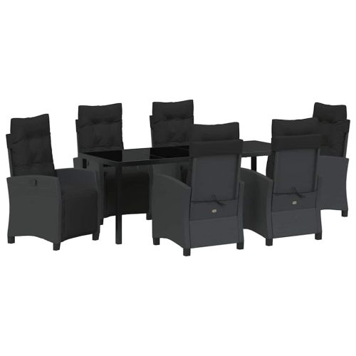 Комплект за хранене в градината 7 pcs Черно полиратан