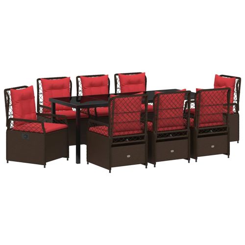 Комплект за хранене в градината 9 pcs Кафяво полиратан