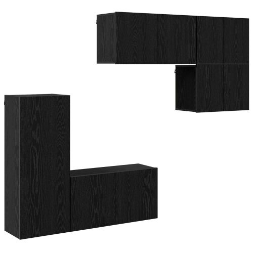 Телевизионен стенен шкаф 5 pcs Черния дъб Инженерно дърво
