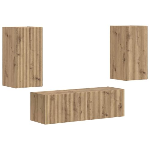 Комплект за стена на телевизор 4 pcs Дъб Инженерно дърво