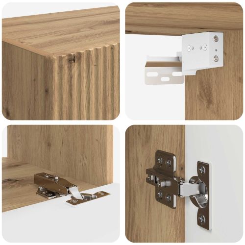 Комплект за стена на телевизор 4 pcs Дъб Инженерно дърво