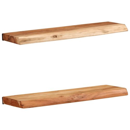 Стенни рафтове, 2 бр, 60x20x3,5 см, акациево дърво масив