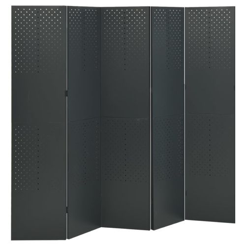 5-панелни паравани за стая, 2 бр, антрацит, 200x180 см, стомана