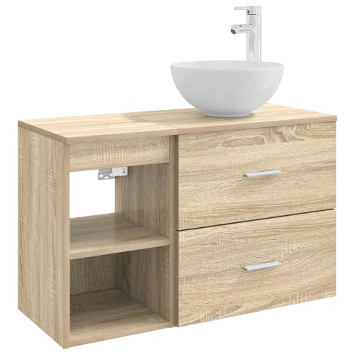 Комплект мебели за баня 2 pcs Дъб сонома Инженерна дървесина