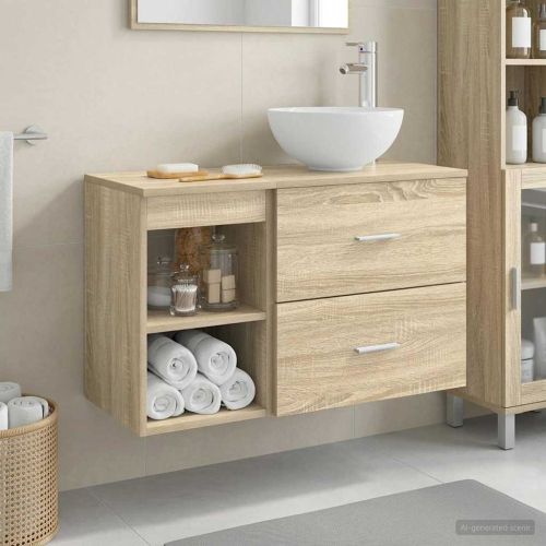 Комплект мебели за баня 2 pcs Дъб сонома Инженерна дървесина