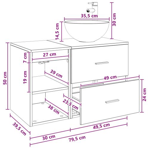 Комплект мебели за баня 2 pcs Дъб сонома Инженерна дървесина