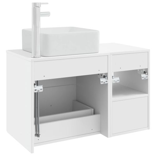 Комплект мебели за баня 2 pcs Бяло Инженерна дървесина