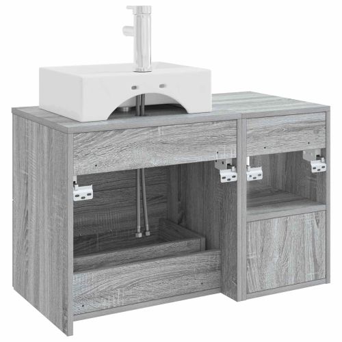 Комплект мебели за баня 2 pcs Сив Сонома Инженерна дървесина