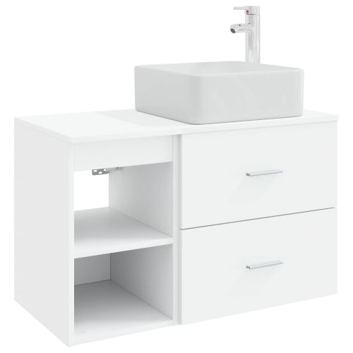 Комплект мебели за баня 2 pcs Бяло Инженерна дървесина