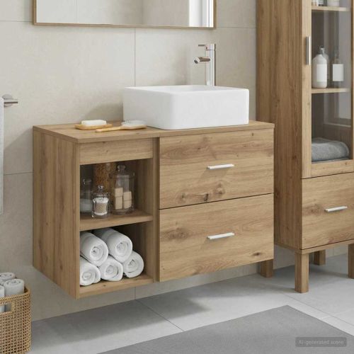 Комплект мебели за баня 2 pcs Дъб артизан Инженерна дървесина