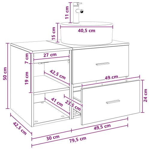 Комплект мебели за баня 2 pcs Старо дърво Инженерна дървесина