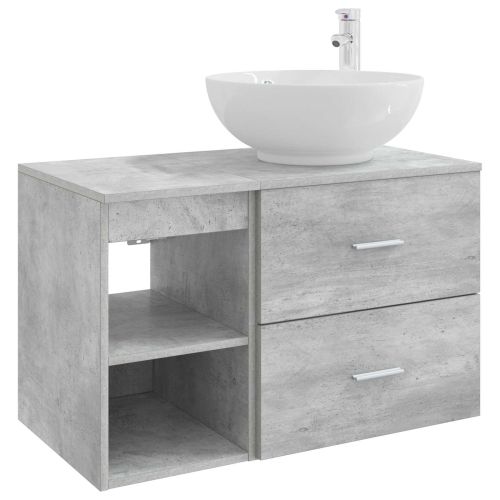 Комплект мебели за баня 2 pcs Бетонно сиво Инженерна дървесина