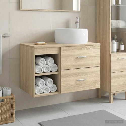 Комплект мебели за баня 2 pcs Дъб сонома Инженерна дървесина