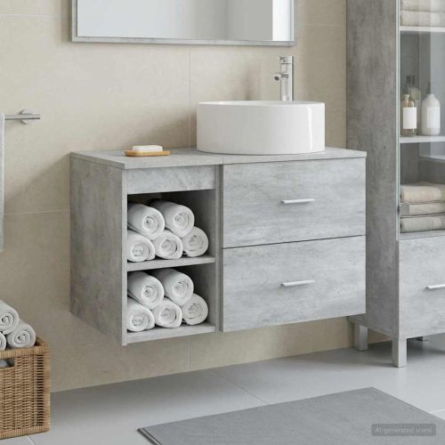 Комплект мебели за баня 2 pcs Бетонно сиво Инженерна дървесина