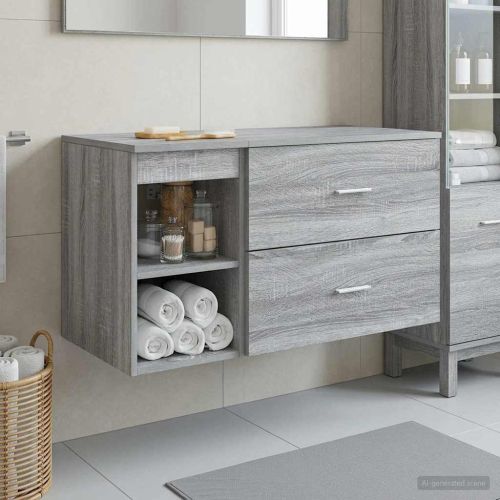Комплект мебели за баня 2 pcs Сив Сонома Инженерна дървесина